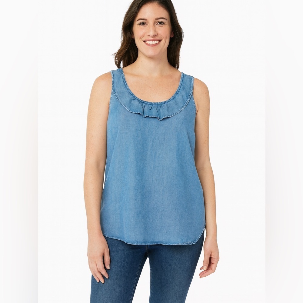Womens GAP Charmbray Ruffle Tank size Large